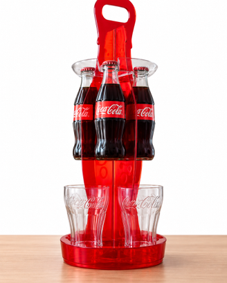 Espositore porta bottiglie e bicchieri Coca-Cola