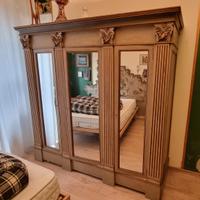 Armadio in legno tre ante con specchi, primo '900 