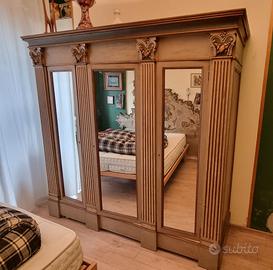 Armadio in legno tre ante con specchi, primo '900 