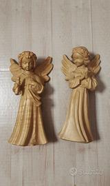 Coppia sculture angeli in legno