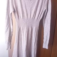 Vestito donna beige maglia con volant
