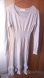 Vestito donna beige maglia con volant