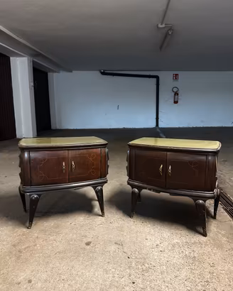 Comodini vintage legno vetro verde