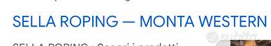 Sella monta Americana da roping