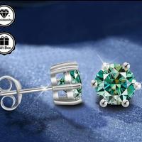 Orecchini Moissanite color Ciano 1+1 carato