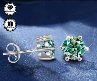 Orecchini Moissanite color Ciano 1+1 carato