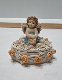 Portagioie con angelo in resina