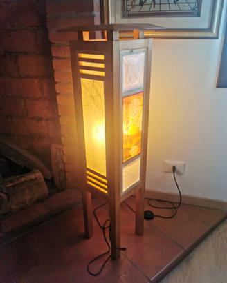 Lampada da terra in legno Giappone style Shoji