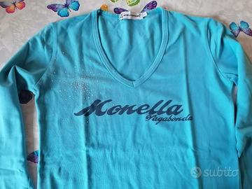 Maglia in cotone azzurra monella Vagabonda, donna