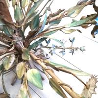 Lampadario fiori in metallo  anni 50 vintage