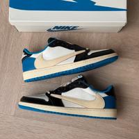 Air Jordan 1 Low Bianco/Blu/Nero Taglia 42