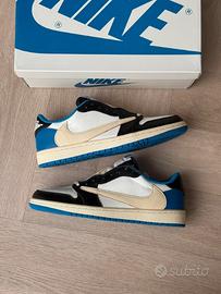 Air Jordan 1 Low Bianco/Blu/Nero Taglia 42