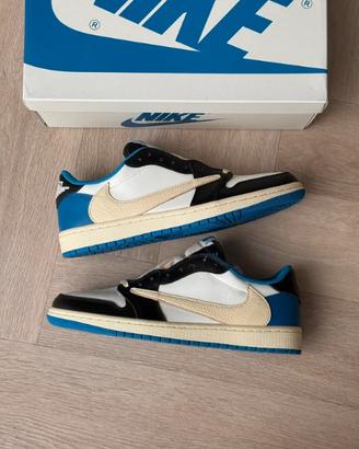 Air Jordan 1 Low Bianco/Blu/Nero Taglia 42