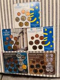 Divisionali monete euro grecia 2002-03-04-05-06