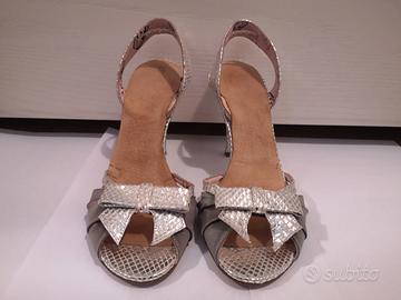 Sandalo Fornarina argentato tacco 10 n.37