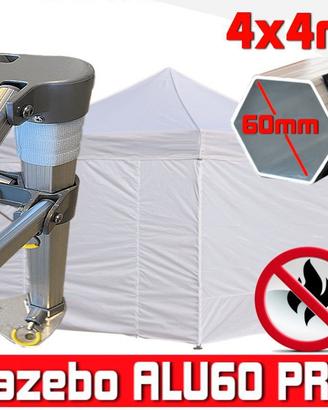 Gazebo 4x4 pieghevole bianco alluminio CERTIFICATO
