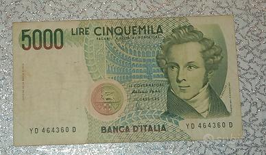 banconota 5000 lire V.Bellini 