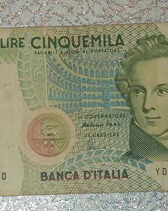banconota 5000 lire V.Bellini 