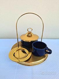 Caffè con zuccheriera vintage - ottone e ceramica