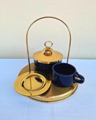 Caffè con zuccheriera vintage - ottone e ceramica