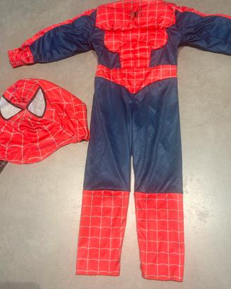 Abito spiderman con muscoli e maschera reversibile
