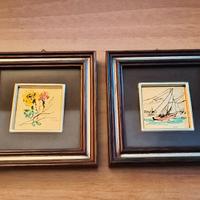 Coppia di quadri miniature vintage.