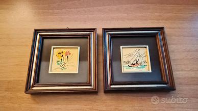 Coppia di quadri miniature vintage.