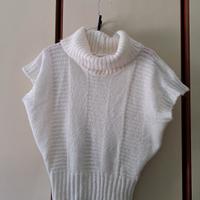 Gilet maglione dolcevita bianco senza maniche