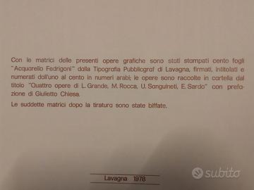 4 incisioni acquarello fedrigoni 1978