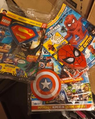 Lego Riviste Superman Spiderman e Capitan America 