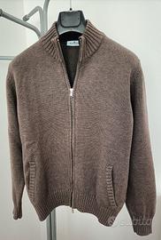 Cardigan uomo con zip pura lana merino