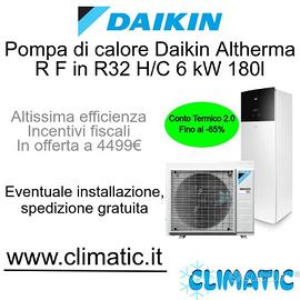 Pompa di calore Daikin Altherma 3 R F 6 kw, 180l