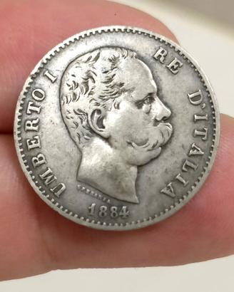 1 Lira Umberto I 1884 Argento – Regno d'Italia