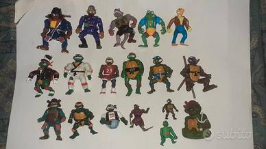 Set Figures vintage Tartarughe ninja turtles 80 90