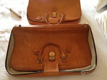 Set valigie (due) in pelle grassa color miele