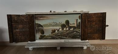 Quadro con persiane chiudibili e mensola in legno