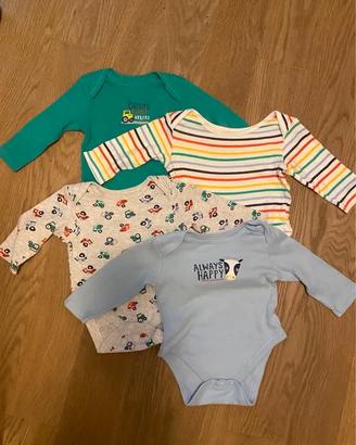 Lotto 4 Body Neonato Maniche Lunghe 6-9 Mesi