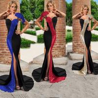 Abito lungo a sirena in crèpe elastica con spacco