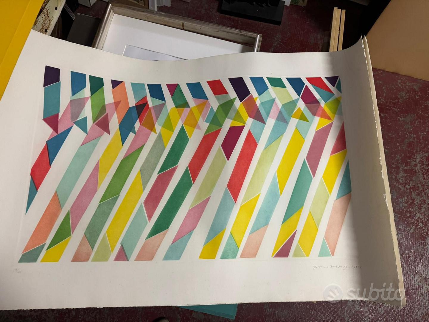 Sérigraphie Encadrée Piero Gilardi - Nature Colorée, Numérotée Et Signée