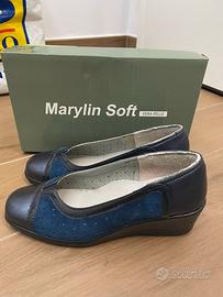 Scarpe donna nuove pelle blu taglia 36