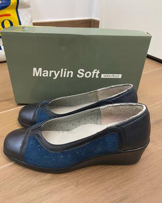Scarpe donna nuove pelle blu taglia 36