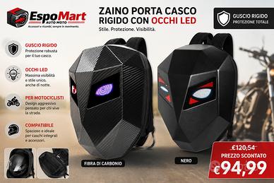 Zaino Porta Casco Moto Rigido con Occhi LED