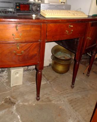 Scrivania inglese coloniale in mogano da parete