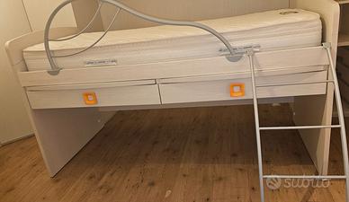 Letto singolo con materasso e 2 cassetti integrati