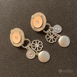 Orecchini a Clip con Smalto Rosa e Cristalli