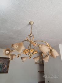 Coppia di Lampadari in Ferro stile floreale