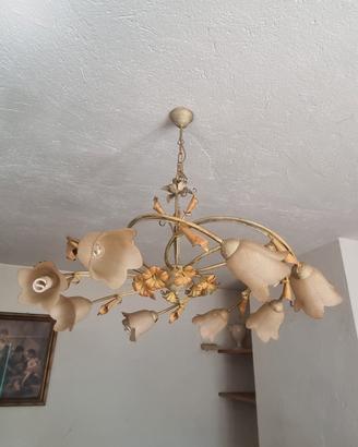 Coppia di Lampadari in Ferro stile floreale
