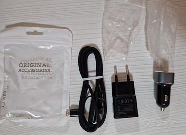 Kit Cavo usb+presa muro usb+caricatore auto 2porte