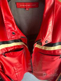 Giubbotto wampum similpelle rossa con  righe