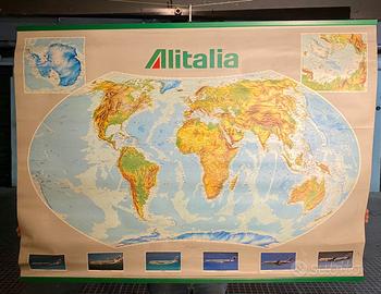 Alitalia - Cartina Geografica del Mondo - Vintage - Collezionismo In  vendita a Roma